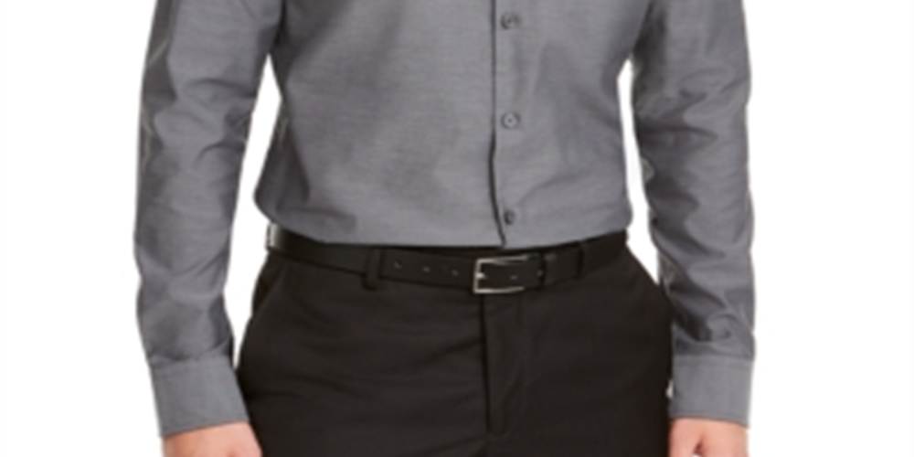 Camisa lisa Alfani masculina, corte clássico, cinza, tamanho XXX-G