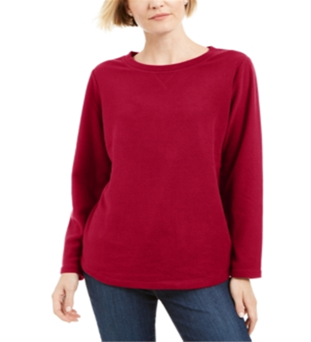 Moletom esportivo feminino Karen Scott Fleece vermelho tamanho XS