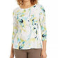 JM Collection Top Feminino Manga 3/4 Estampado Jacquard Verde Tamanho XX-Grande