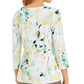 JM Collection Top Feminino Manga 3/4 Estampado Jacquard Verde Tamanho XX-Grande
