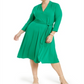 Vestido feminino com decote em V e cinto, tamanho 2X, verde, Charter Club
