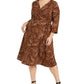 Vestido feminino plus size reversível com amarração na cintura, tamanho 4X, marrom, da Charter Club
