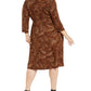 Vestido feminino plus size reversível com amarração na cintura, tamanho 4X, marrom, da Charter Club