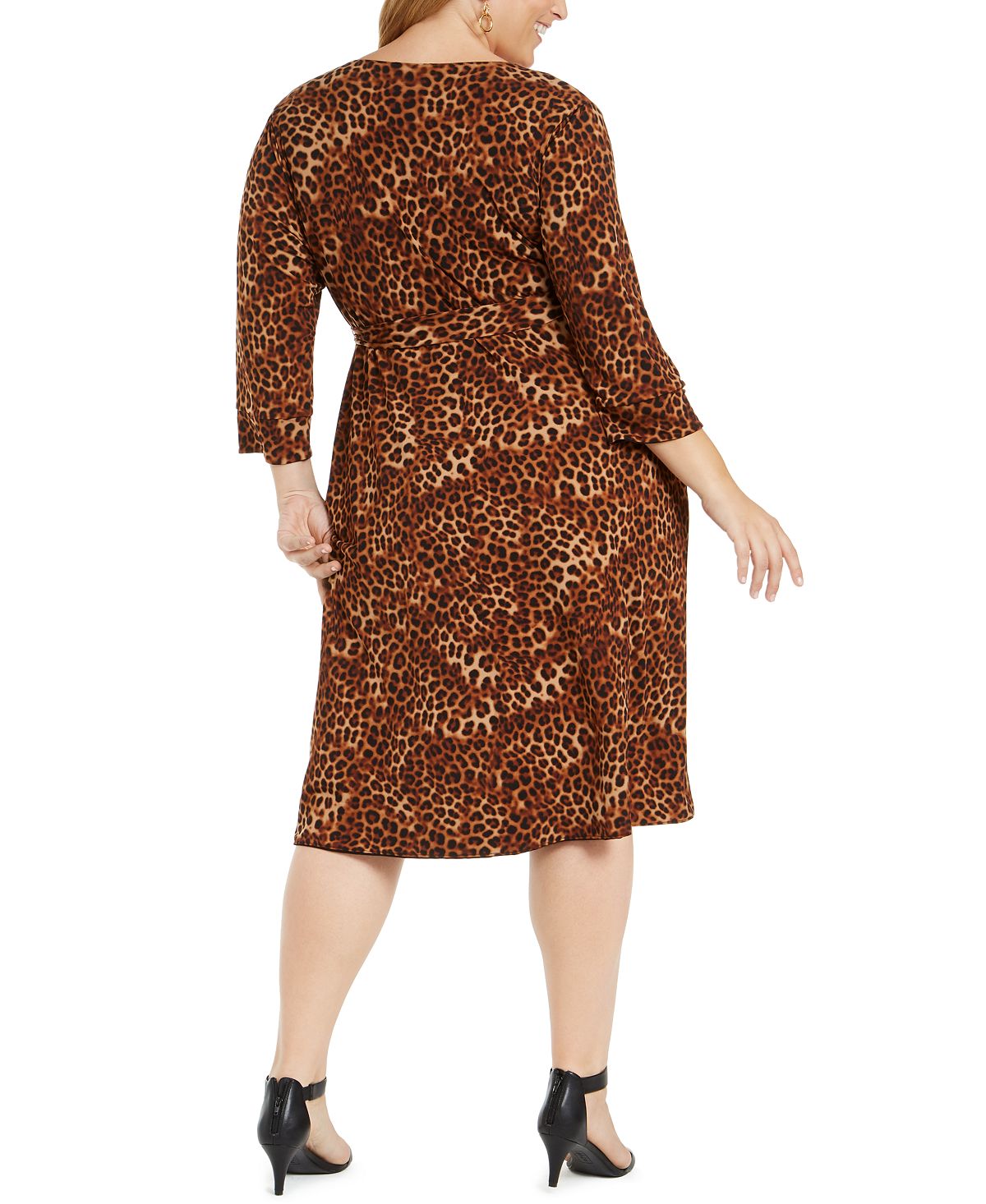 Vestido feminino plus size reversível com amarração na cintura, tamanho 4X, marrom, da Charter Club