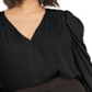 Blusa feminina Bar III de manga comprida e decote em V, preta, tamanho grande