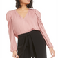 Blusa feminina Bar III com decote em V e abertura em formato de fechadura, rosa, tamanho médio