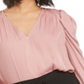 Blusa feminina Bar III com decote em V e abertura em formato de fechadura, rosa, tamanho médio