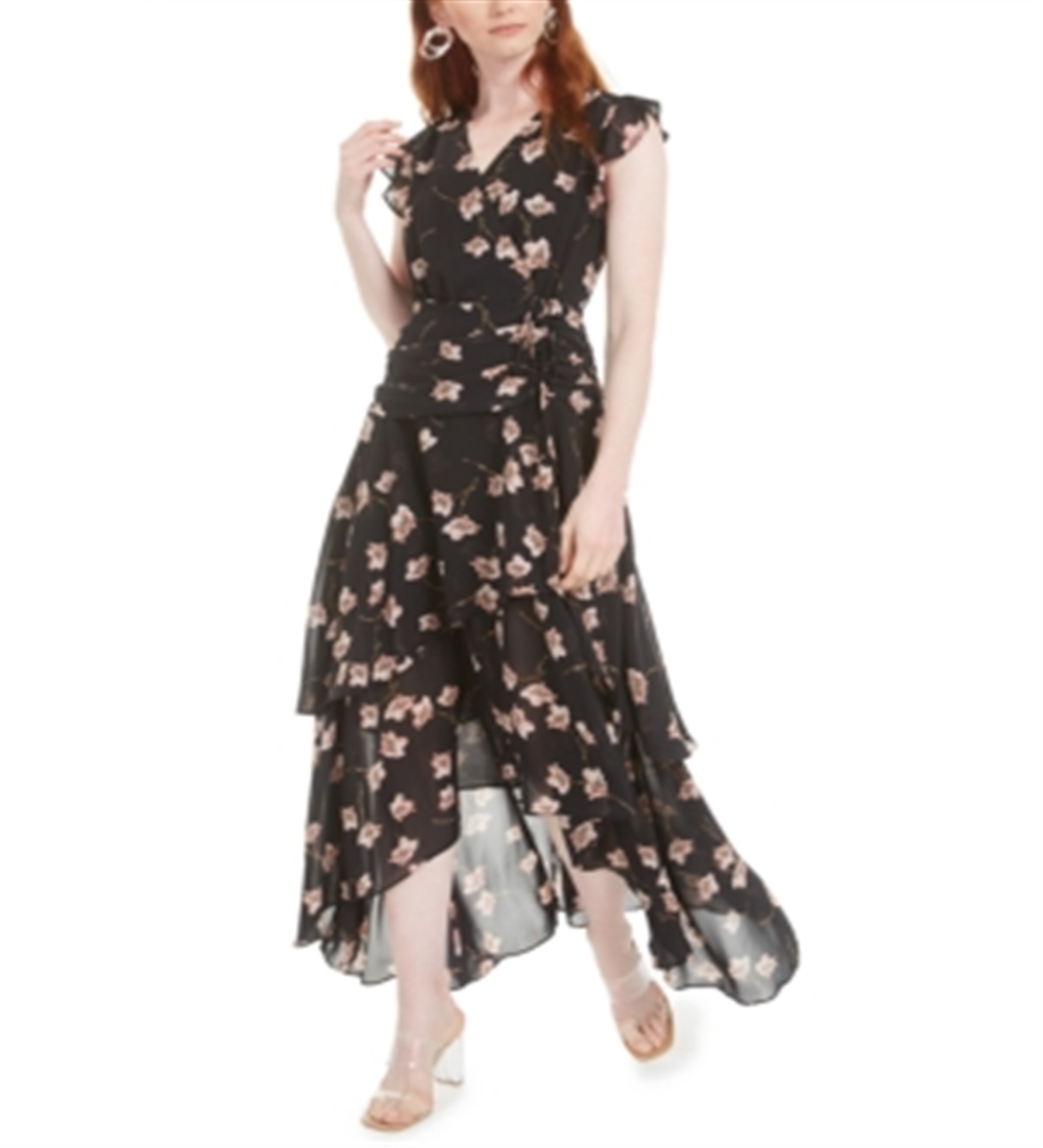 Vestido longo feminino Bar III, preto, tamanho 10