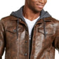 Jaqueta Trucker Masculina American Rag de Couro Sintético Marrom Tamanho XX-G