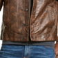 Jaqueta Trucker Masculina American Rag de Couro Sintético Marrom Tamanho XX-G