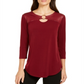 JM Collection Top Feminino Keyhole Vermelho Tamanho Médio
