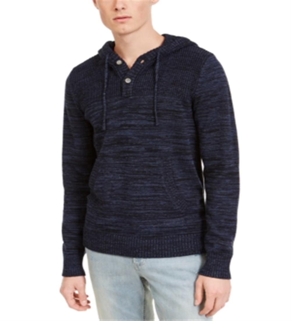 Sun + Stone Moletom Henley mesclado masculino azul tamanho médio