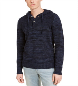 Sun + Stone Moletom Henley mesclado masculino azul tamanho médio