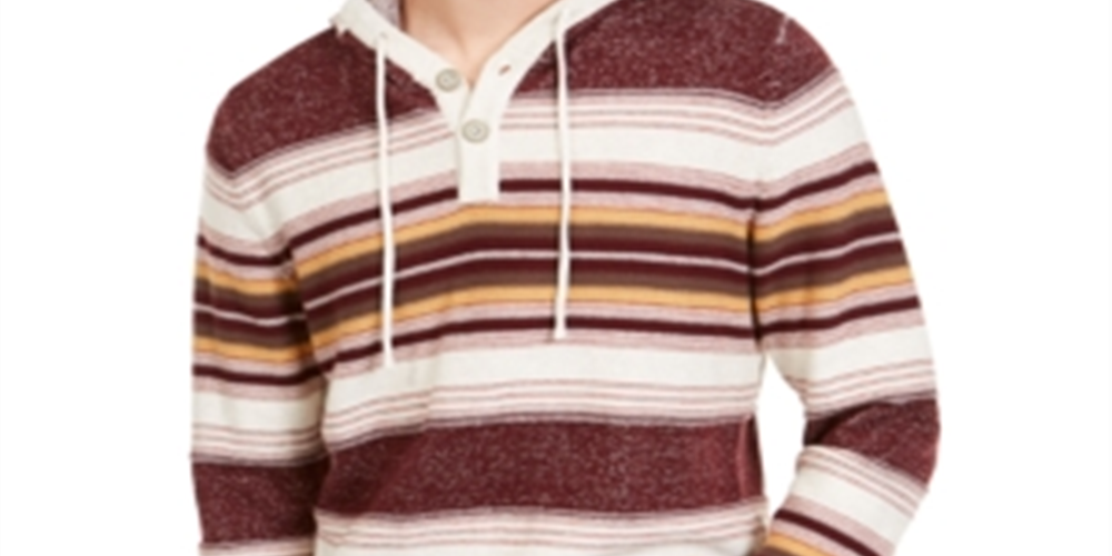 Moletom com capuz listrado masculino American Rag Henley vermelho tamanho pequeno