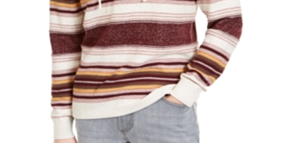 Moletom com capuz listrado masculino American Rag Henley vermelho tamanho pequeno