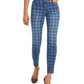 Calça jeans skinny xadrez feminina INC International Concepts, azul, tamanho 18