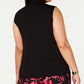 Blusa feminina Alfani sem mangas com gola falsa, preta, tamanho 3X
