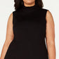 Blusa feminina Alfani sem mangas com gola falsa, preta, tamanho 3X
