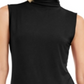 Blusa feminina Alfani com decote careca e sem mangas, tamanho pequeno, preta