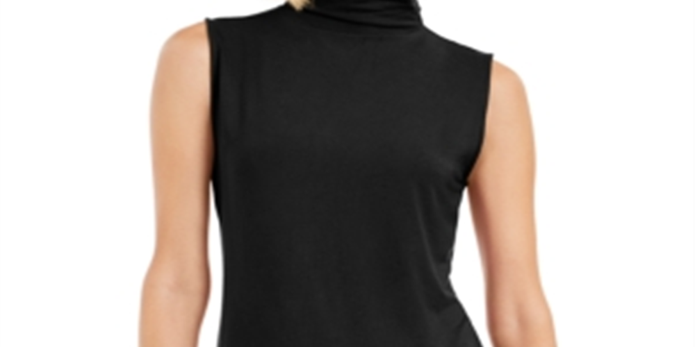 Blusa feminina Alfani com decote careca e sem mangas, tamanho pequeno, preta
