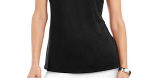 Blusa feminina Alfani com decote careca e sem mangas, tamanho pequeno, preta