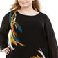 Blusa túnica estampada feminina Alfani amarela tamanho 1X