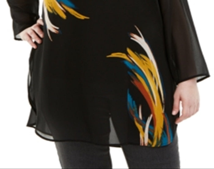 Blusa túnica estampada feminina Alfani amarela tamanho 1X