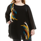 Blusa túnica estampada feminina Alfani amarela tamanho 1X