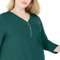 JM Collection Top Plus Solid Feminino com Zíper Verde Tamanho 2X