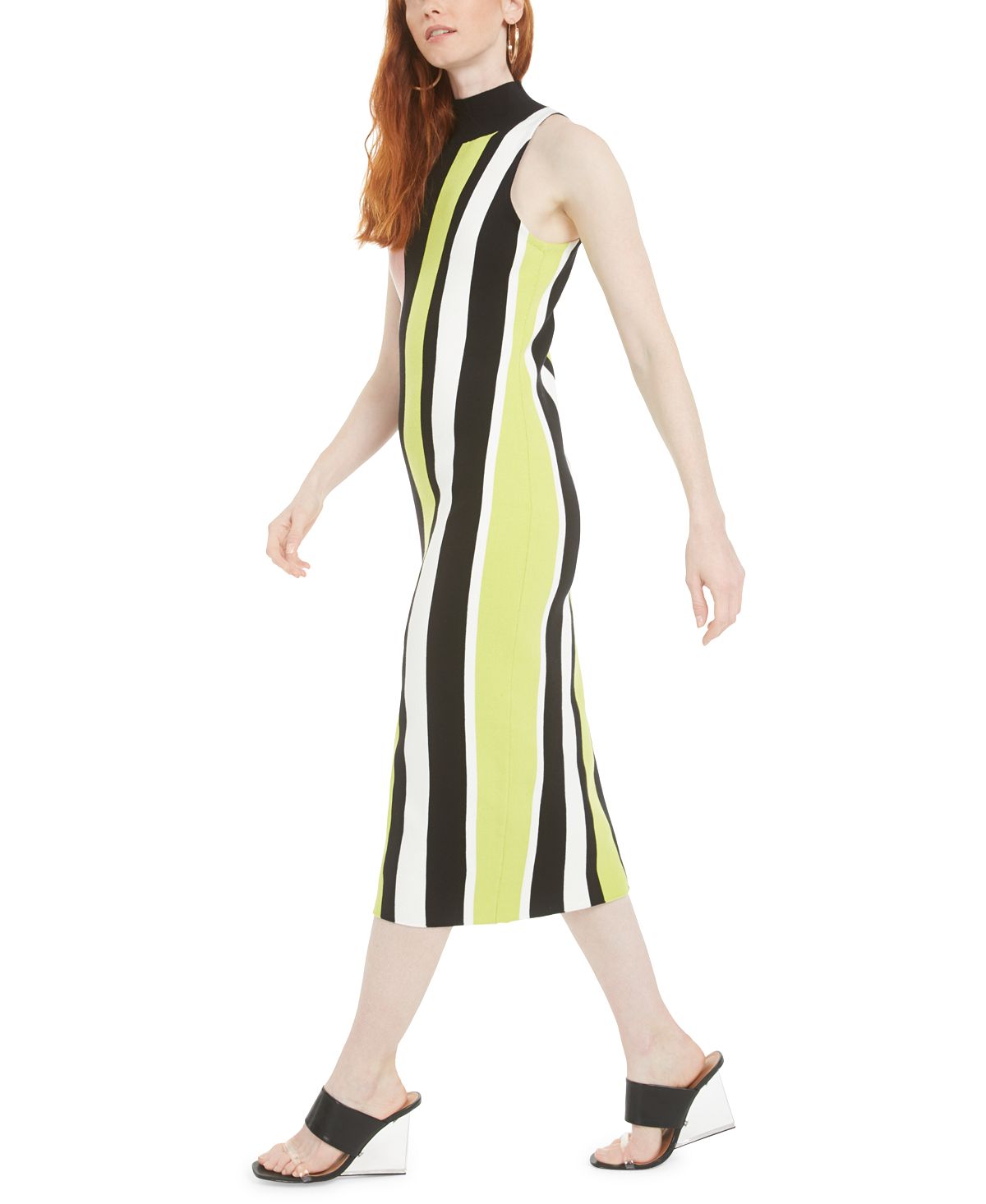 Vestido suéter listrado feminino Bar III, preto, tamanho X-G