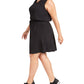 Vestido feminino Ideology Plus sem mangas com cordão na cintura, preto, tamanho 3X