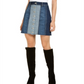 Minissaia jeans patchwork feminina INC International Concepts, azul, tamanho 0