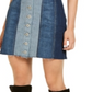 Minissaia jeans patchwork feminina INC International Concepts, azul, tamanho 0