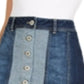 Minissaia jeans patchwork feminina INC International Concepts, azul, tamanho 0