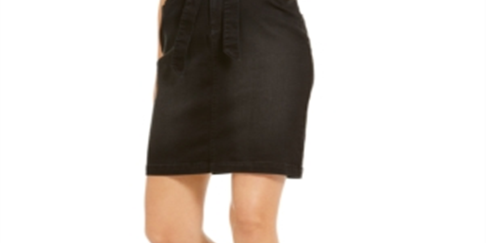 INC International Concepts Saia jeans feminina Curvy Paperbag preta tamanho 2