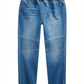 Calça jeans Epic Threads Big Boy's Slim Straight com cordão na cintura e nova Moto Denim Azul Tamanho Médio