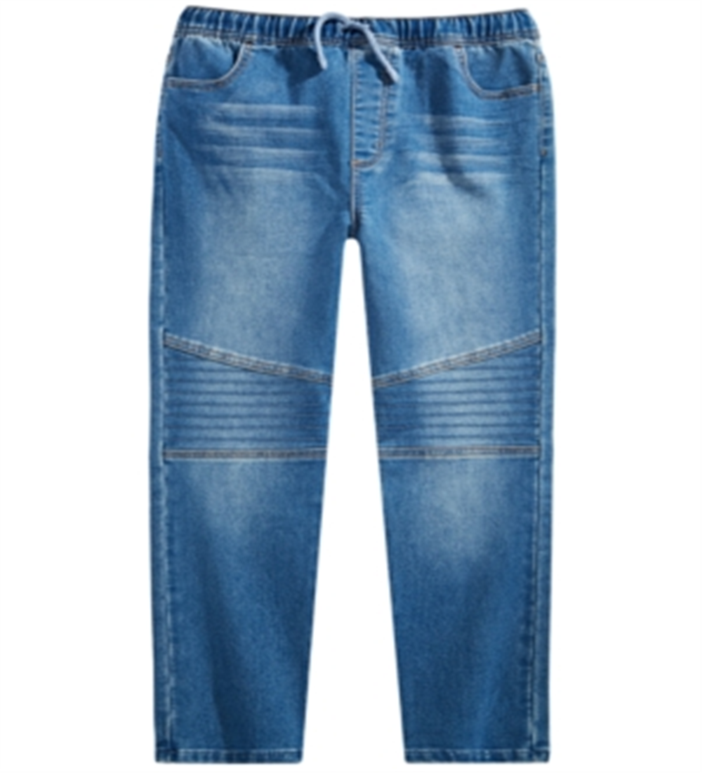 Calça jeans Epic Threads Big Boy's Slim Straight com cordão na cintura e nova Moto Denim Azul Tamanho Médio