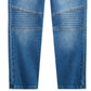 Calça jeans Epic Threads Big Boy's Slim Straight com cordão na cintura e nova Moto Denim Azul Tamanho Médio