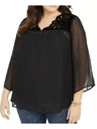 ESTILO E COMPANHIA Blusa de noite feminina preta com detalhes, tamanho P