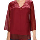 Blusa feminina vermelha com estampa de mídia mista, tamanho grande, estilo &amp; co