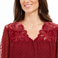 Blusa feminina vermelha com estampa de mídia mista, tamanho grande, estilo &amp; co