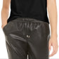 Camiseta feminina Bar III com bolso em couro sintético, preta, tamanho X-S