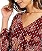 ESTILO E COMPANHIA Blusa feminina de manga comprida com estampa floral e amarração Borgonha, tamanho grande