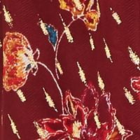 ESTILO E COMPANHIA Blusa feminina de manga comprida com estampa floral e amarração Borgonha, tamanho grande