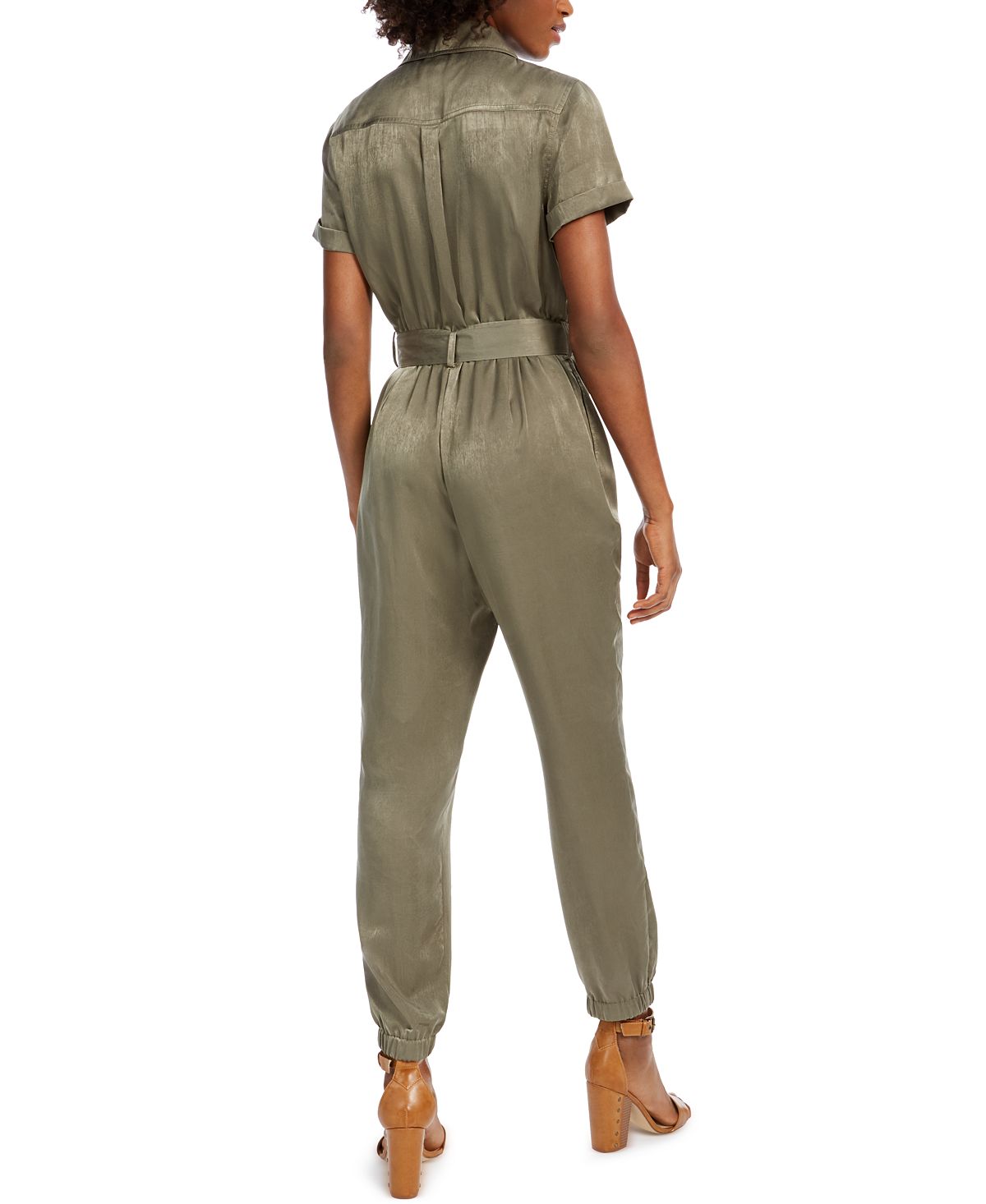 Macacão feminino Bar III com zíper frontal, verde, tamanho pequeno