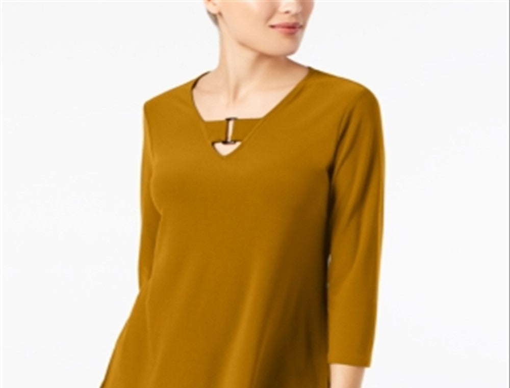 Alfani Feminino Keyhole Cano Alto Baixo Amarelo Tamanho P