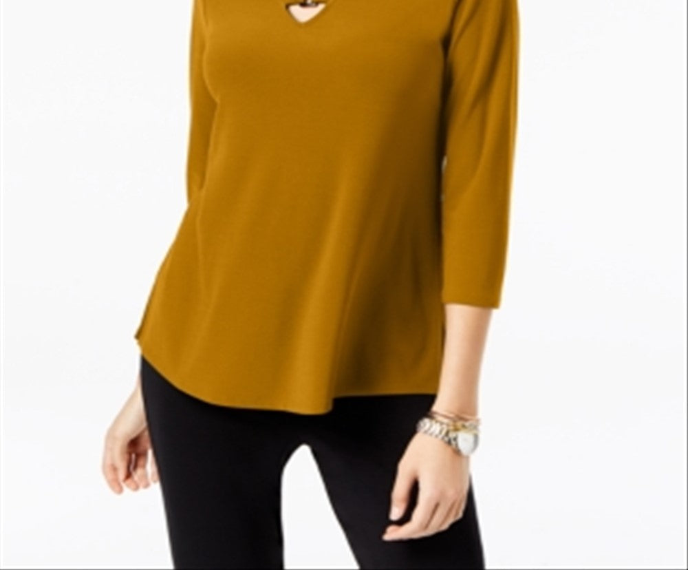 Alfani Feminino Keyhole Cano Alto Baixo Amarelo Tamanho P