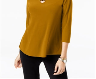 Alfani Feminino Keyhole Cano Alto Baixo Amarelo Tamanho P