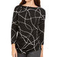 Blusa feminina Alfani estampada franzida preta tamanho XX-G
