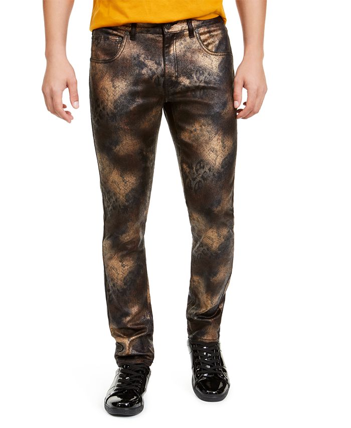 Calça jeans skinny masculina INC International Concepts com tinta spray, preta, tamanho 40x30